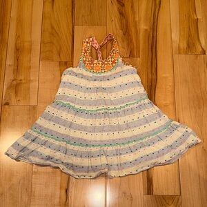 Matilda Jane Multicolor Striped Dress with Floral Neckline